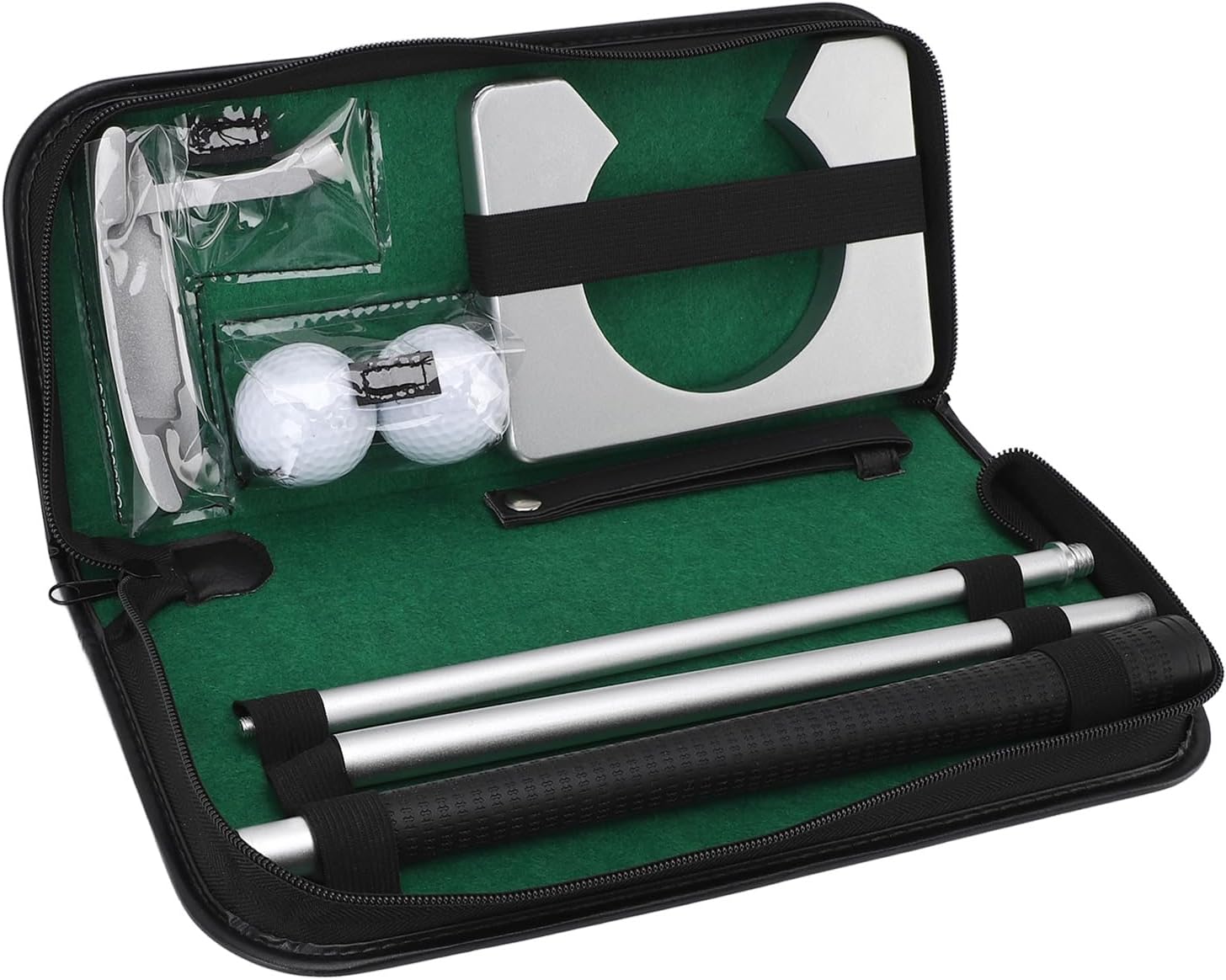 Pongnas Portable Putting Practice Set Indoor Outdoor Golf Training Kit with Interlocking Putter and Putting Cup for Home Office Travel