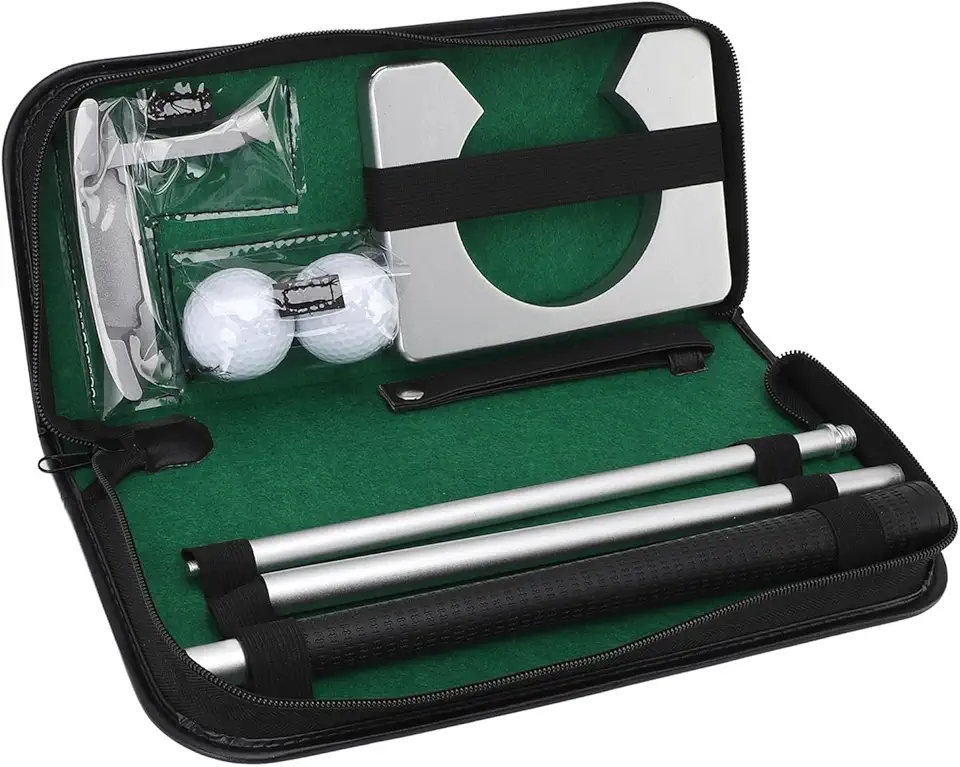 Putting Green Indoor, Kit de Prática de Taco de Golfe Portátil Com Design de Alta Simulação para Iniciantes Em Home Office, Inclui Copo e Bolas de Taco, Material de Liga de Zinco de Fácil