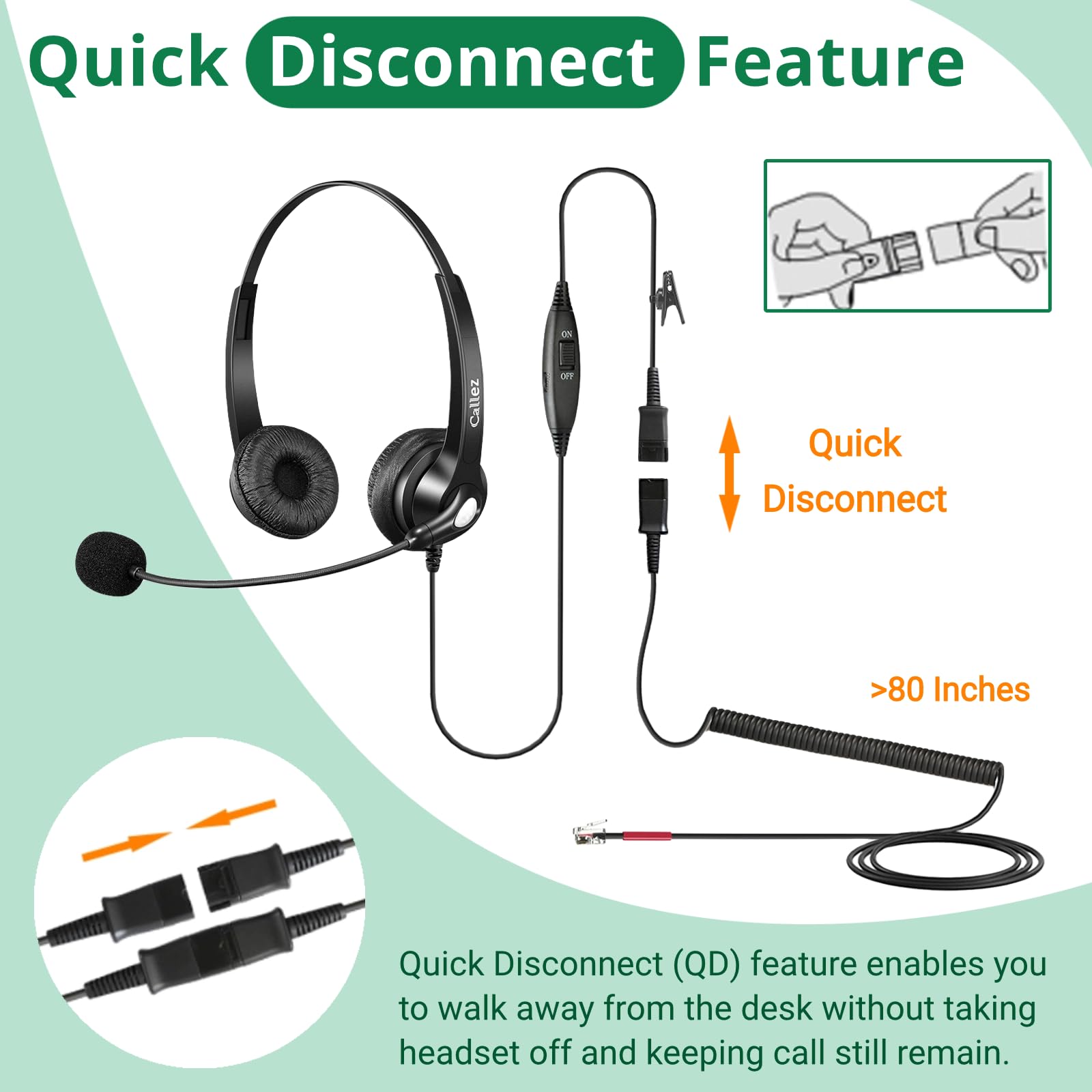 Casque Téléphone Bureau RJ9 - Micro Antibruit, Compatible Yealink, Avaya, Grandstream