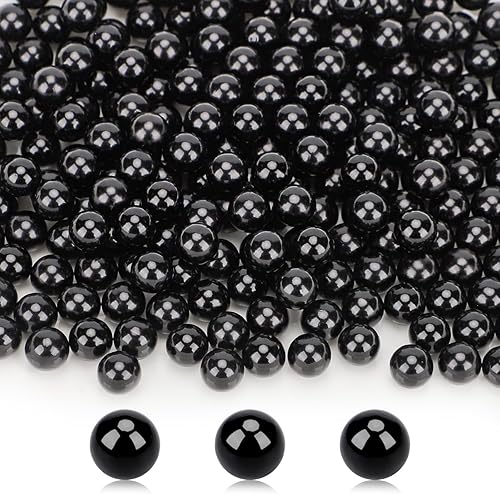 Suream Cuentas para brochas de maquillaje, 1300 unidades, cuentas redondas negras, sin agujeros, de 0.315 in0.31 pulgadas, perlas de relleno de