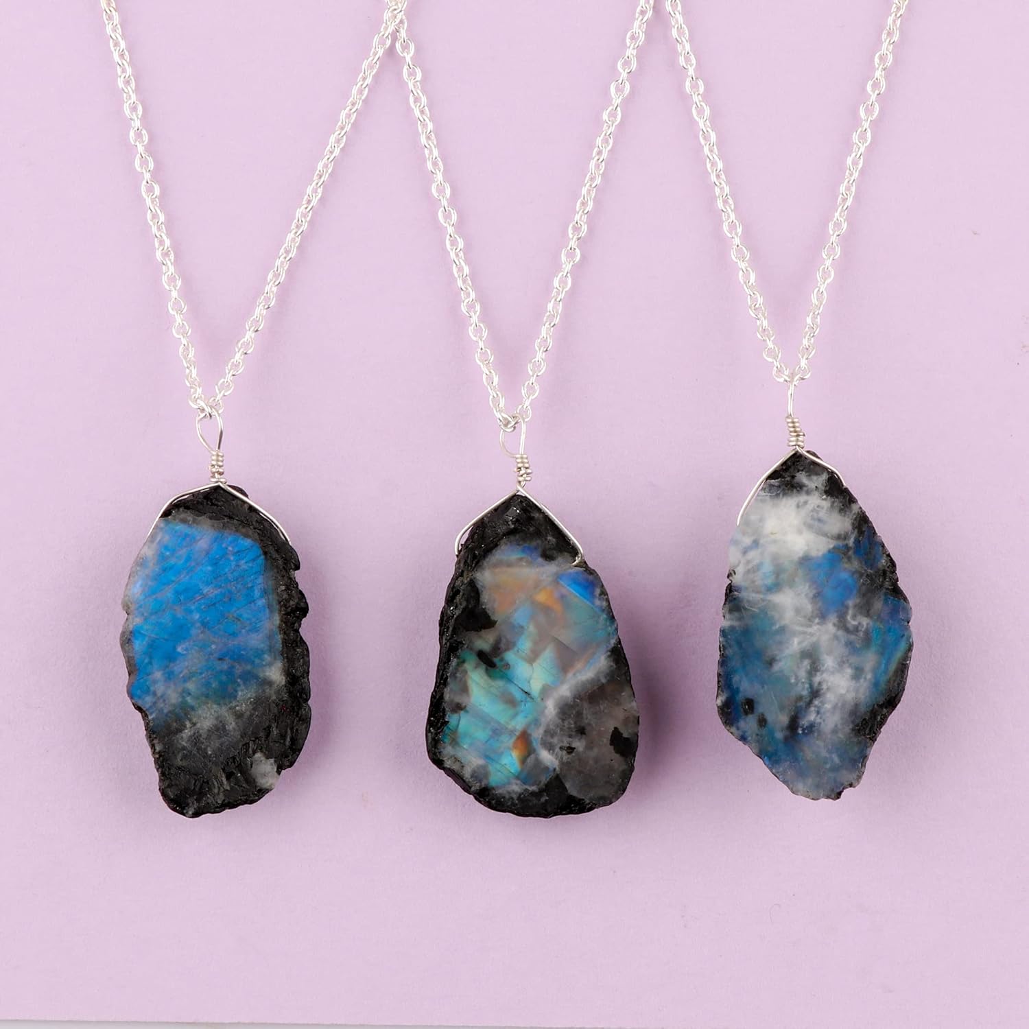 Raw Gemstone Pendant Necklace for Women |Natural Healing Crystal Rough Pendant 15–25 Carat | Silver Plated Chain 16+2 Inch Adjustable | Gift Jewelry - Image 4