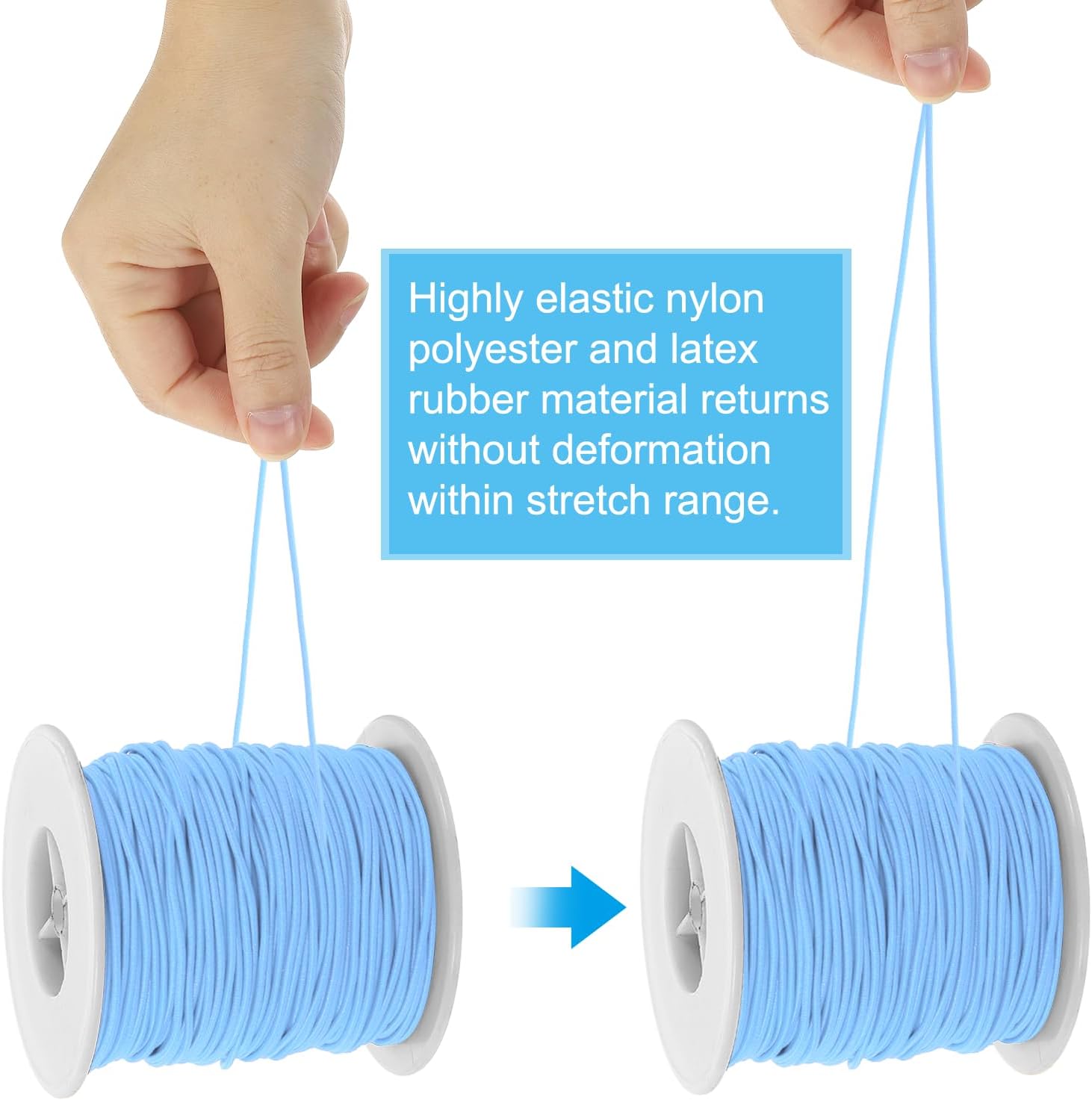 PATIKIL Stretchy String for Bracelets 77 Yards / 70 M, 2 mm Elastic Cord for Jewelry Making, Necklaces, Beading and Crafts DIY, Light Blue