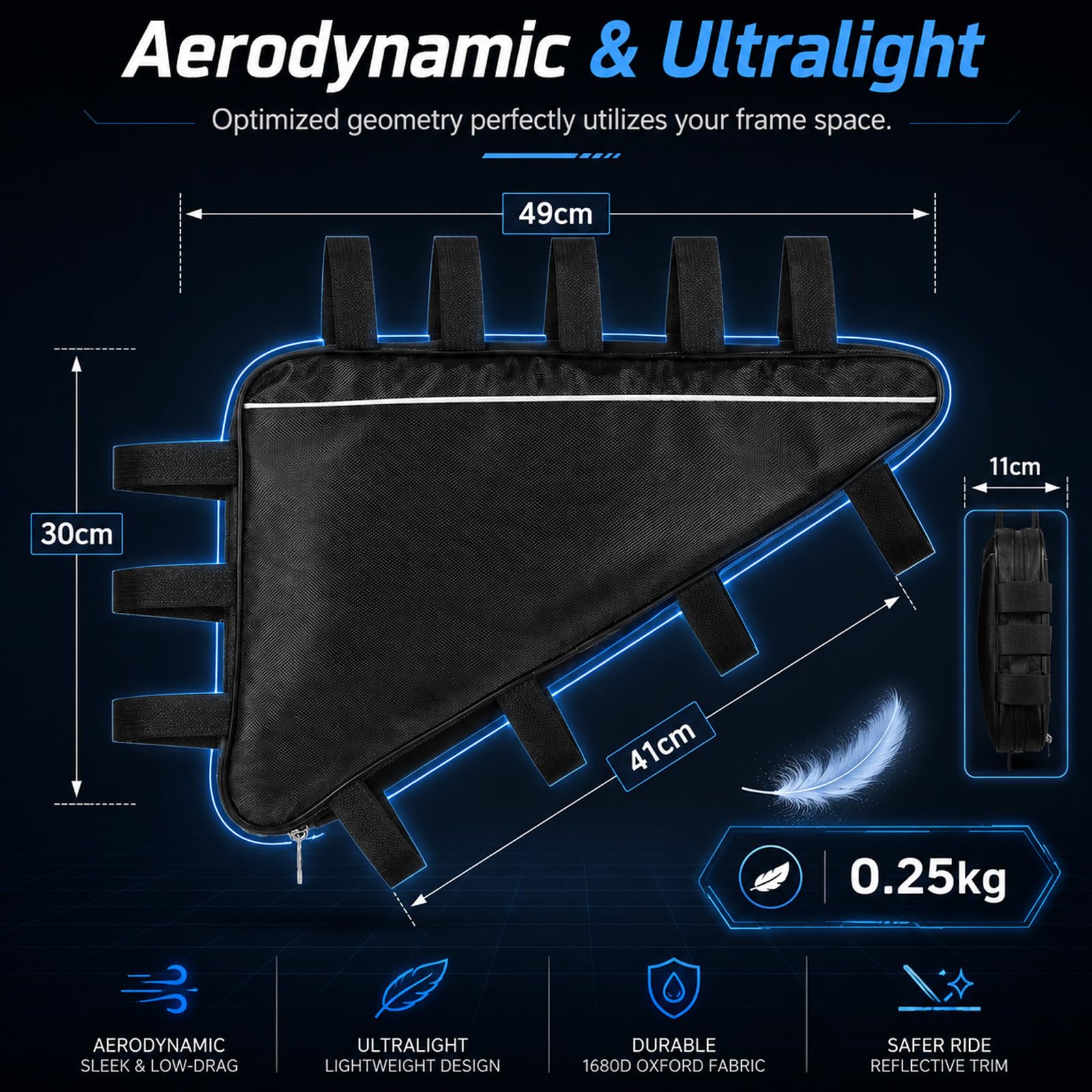HEMOTON Borsa triangolare per bicicletta, scooter elettrico e mountain bike, borsa portaoggetti triangolare per batteria Ebike, custodia impermeabile per manubrio anteriore per telefono, contanti