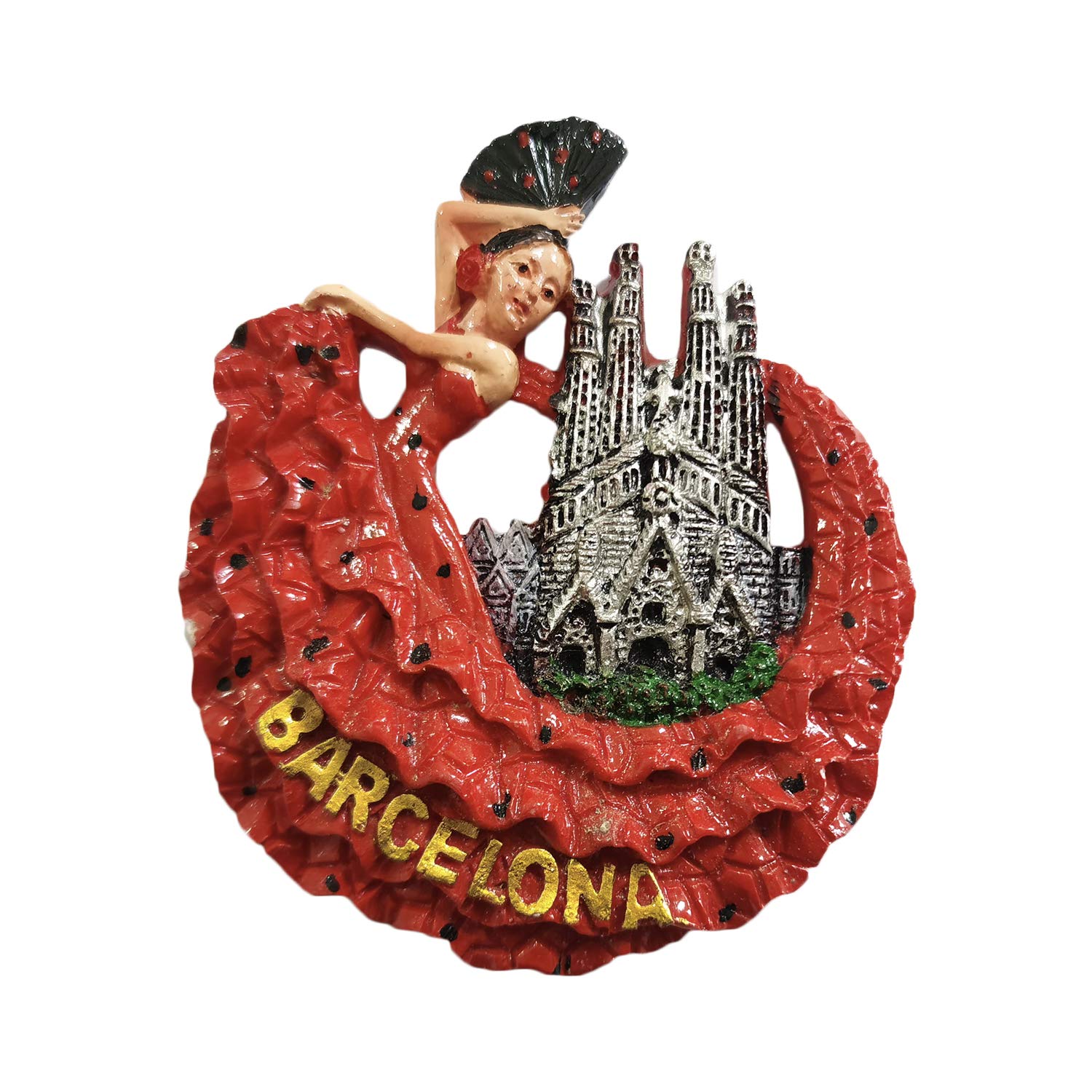 Wedarego Barcelona Spain 3D Flamenco Dancer Refrigerator Magnet Resin Travel Souvenirs,Handmade Home & Kitchen Decoration Barcelona Fridge Magnet Collection Gift