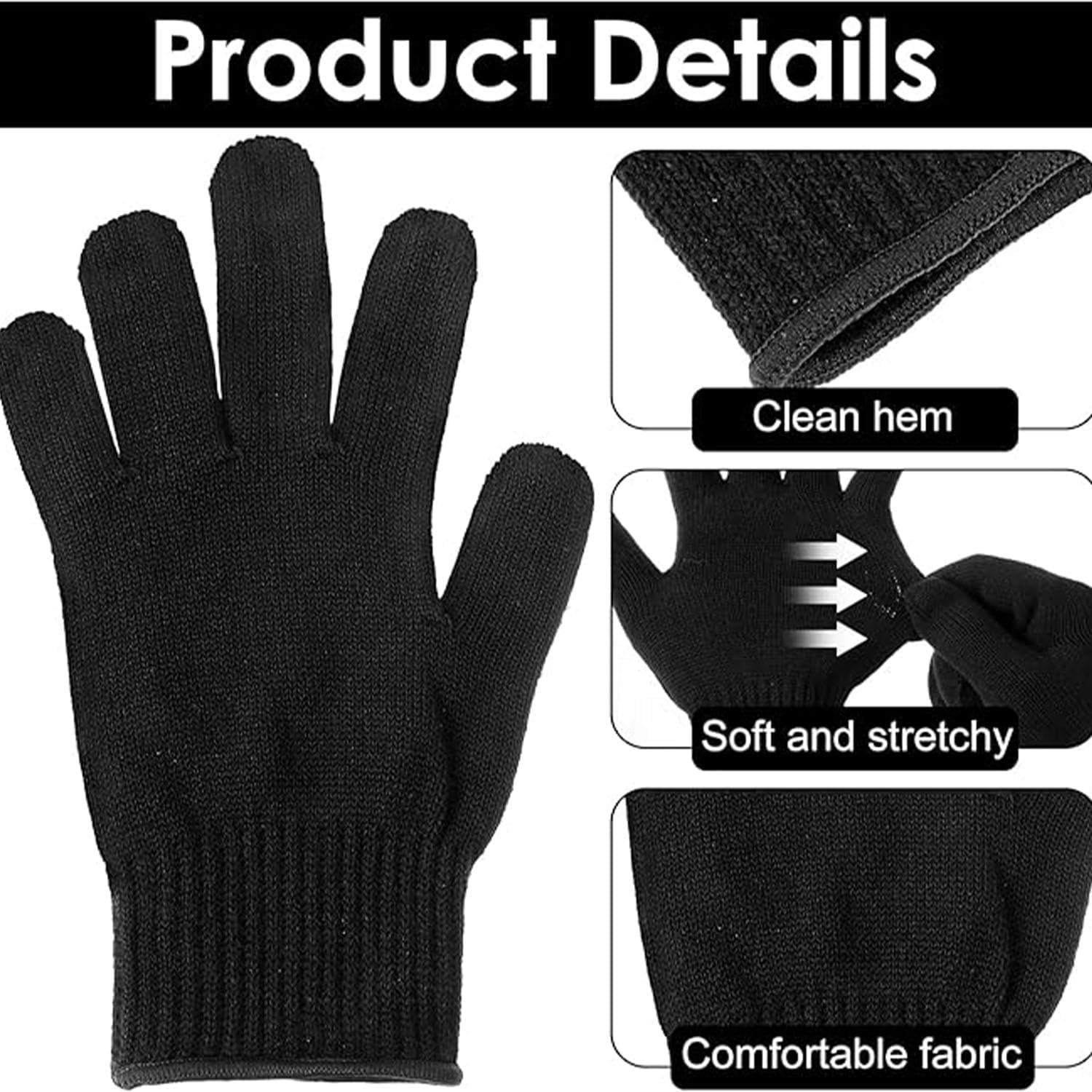 Lot de 2 Gants Professionnels Résistants à la Chaleur - Pour Fer à Friser & Fer à Lisser Cheveux - Gants Anti Chaleur Coiffeur Extensible
