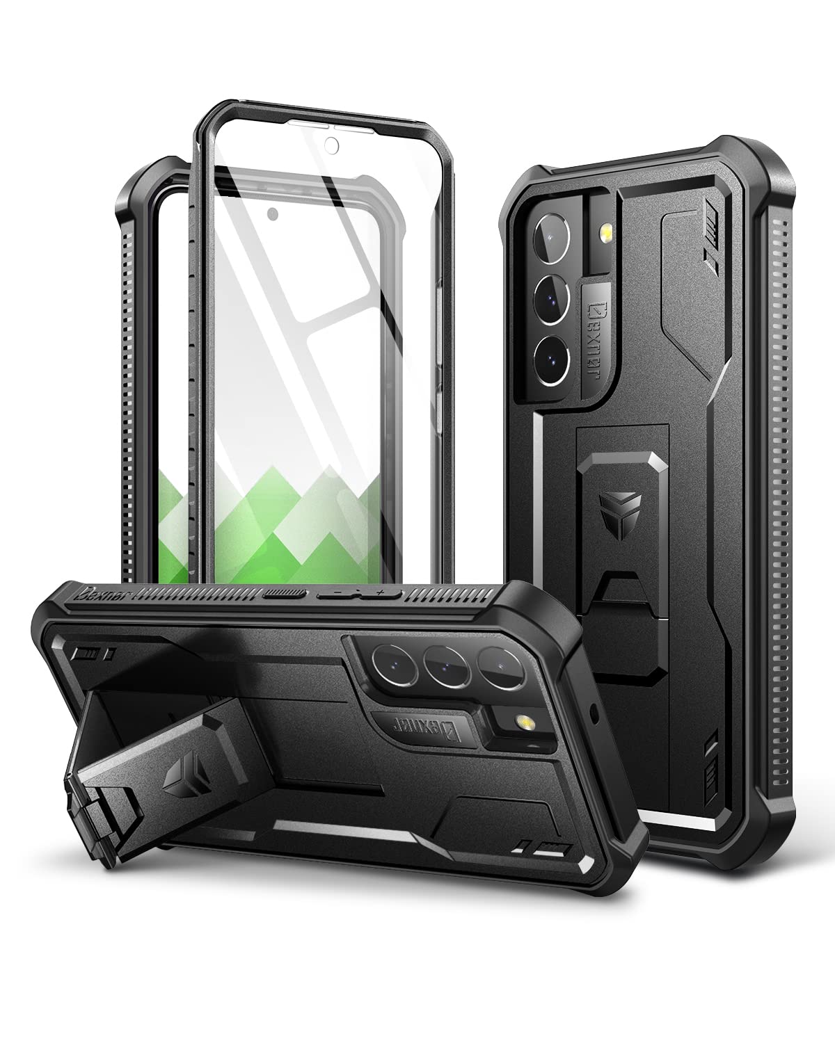 Dexnor for Samsung Galaxy S22 Case Built in Screen Protector and Kickstand Heavy Duty Military Grade Protection Shockproof
