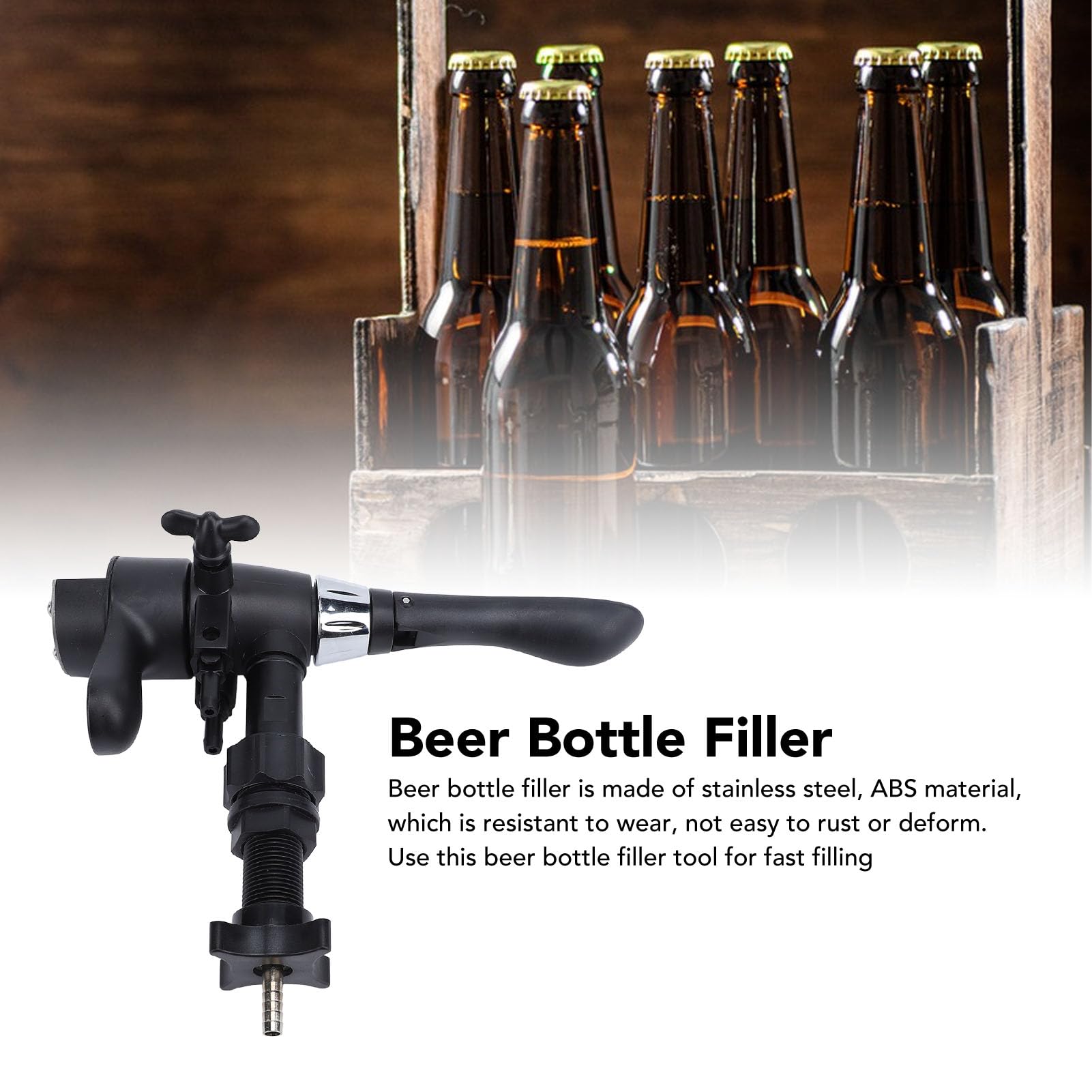 TOPINCN Llenador de Botellas Antiespumante de Cerveza, Herramienta de Llenado de Botellas de Vidrio de Llenado Rápido, Herramienta Antiespumante de Contrapresión para el Hogar