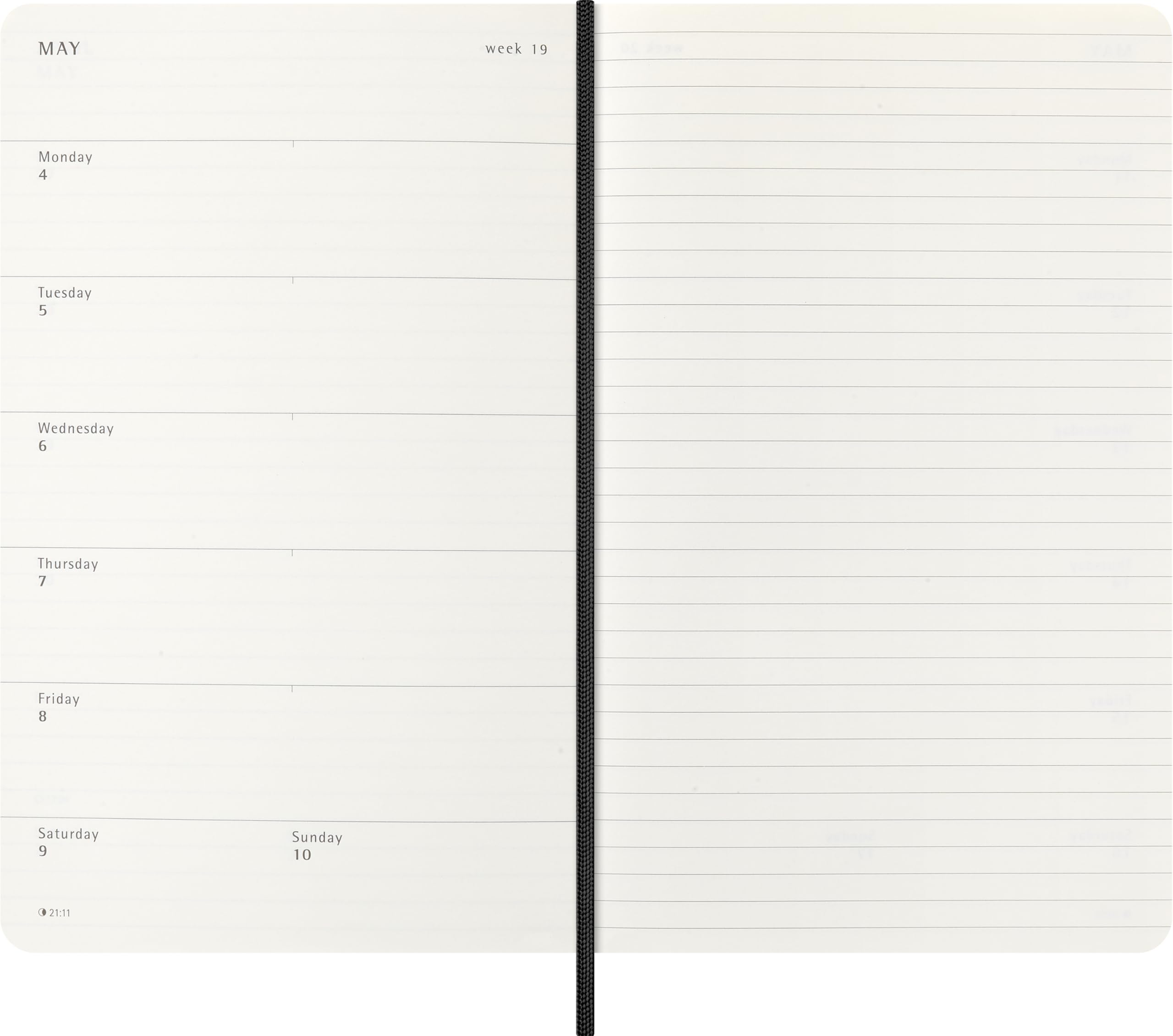 Moleskine Wochenplaner 2026 Kostbar und Ethisch, 12-Monats-Wochenagenda mit Platz für Notizen, Weicher Veganer Einband, Mit Geschenkverpackung, Farbe Schwarz, Format 13x21 cm