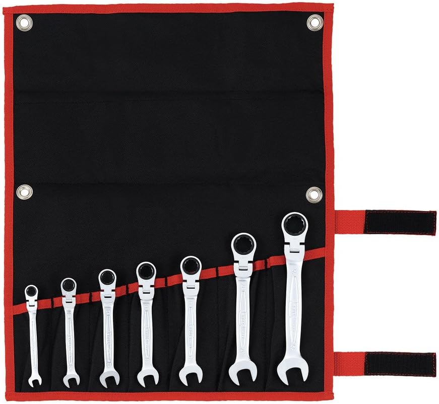 TONE Ratchet Ring Wrench Set - 11-Piece Reversible Offset RMR110 Silver