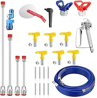 22 Pcs Airless Paint Sprayer Kit | 3600 PSI High Pressure Spray Gun | 50ft Hose | 6 Reversible Tips | 4 Extension Rods | 8 Filters | Complete Painting Tool Set for Indoor Outdoor Walls Fence Cabinet