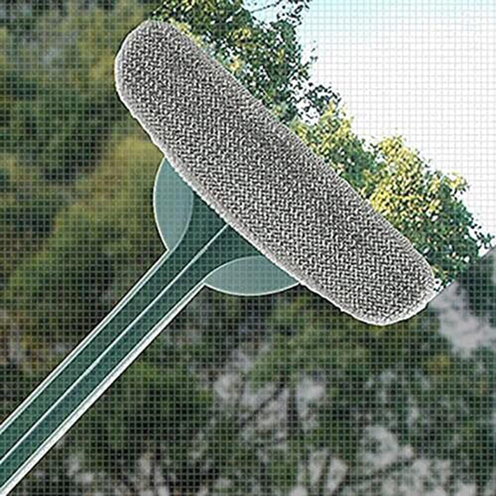 KASTWAVE 2 in 1 Window Cleaner Brush, Mesh Window Screen Brush, Glass Cleaning Scraper Double Sided Wet & Dry, Window Screen Dust Collector Disassembled and Assembled Duster Kit(Blue)