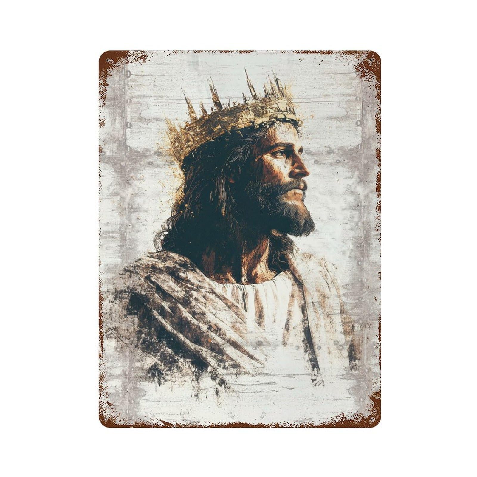 King of Kings Vintage Rust Metal Sign 15.7"x11.8", Ideal for Basement, Hobby Room And Garage Decor