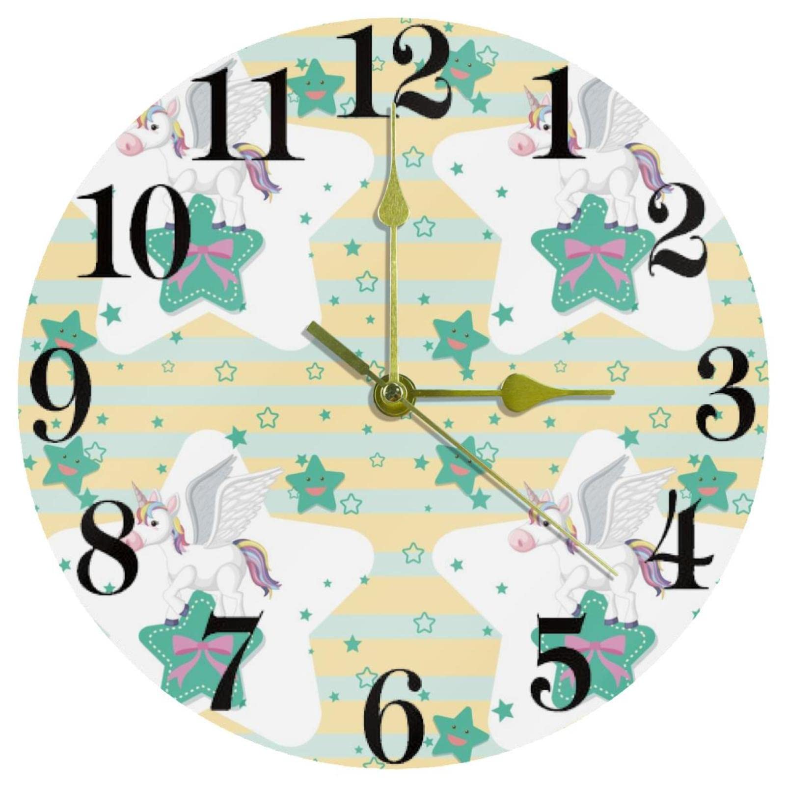 Horloge murale licorne ronde pour décorer la cuisine et le bureau