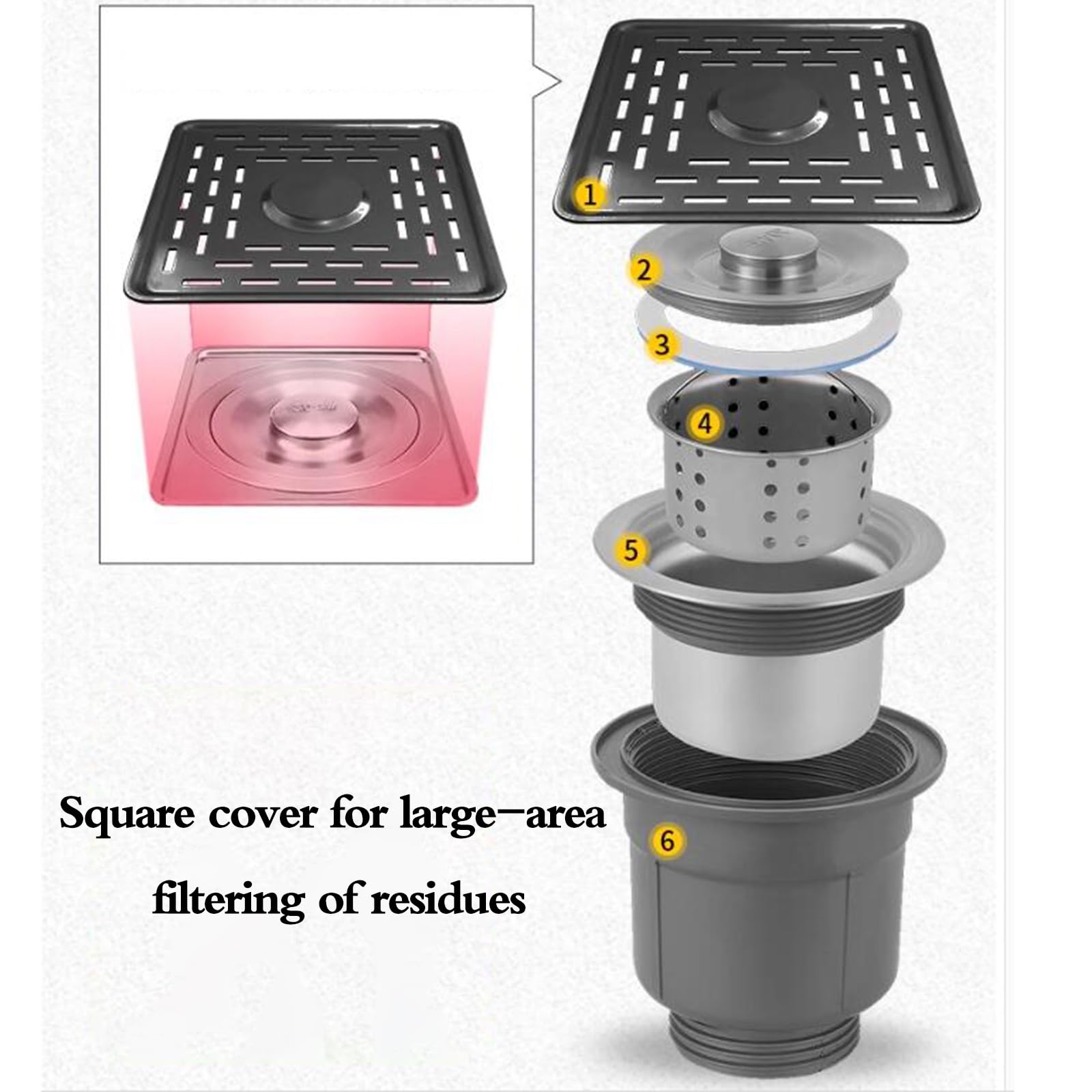 Fregadero Individual Oculto con Grifo Plegable y lavavasos para Restaurante, cafetería, Bar, encimera de Cocina, Lavado de Verduras, Piscina.