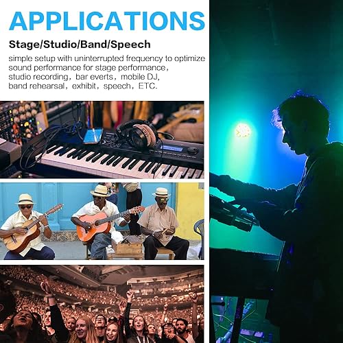 Miniatura 7 de BOMGE IEM-580 UHF Wireless in Ear Stage Monitor System Professional 2 canales, funcionamiento de 160 pies, ideal para escenario, estudio,