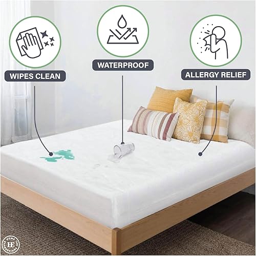 Miniatura 5 de Protector de colchón de plástico de vinilo de calibre 4, impermeable, transpirable y protección contra derrames, se adapta a colchones de hasta 11.5