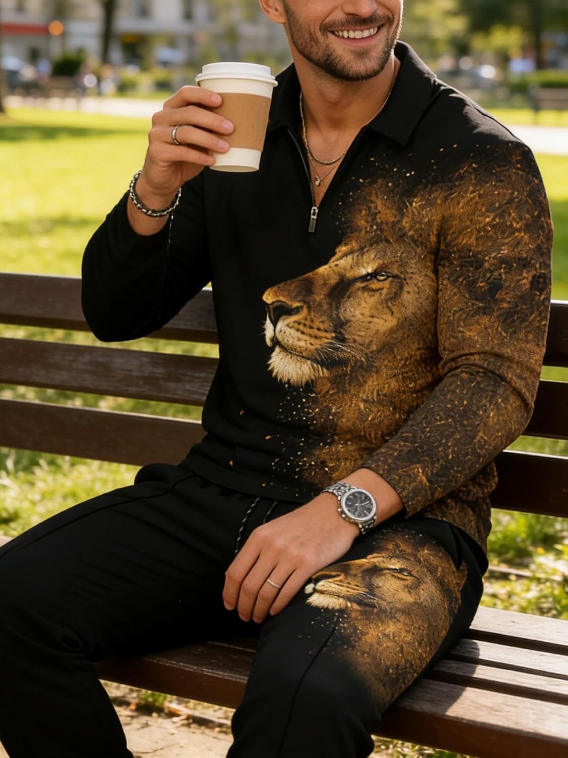 Mens Tracksuit Set 2 Piece Long Sleeve Polo Shirt and Pants Jogging Sweatsuits Sets Casual Fashion Vacation Outfits - Image 5