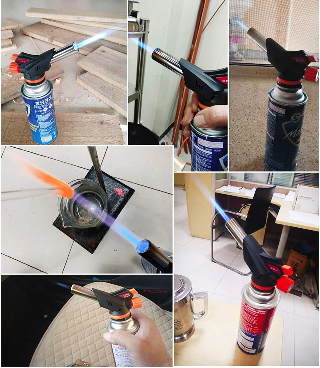 Flamme Réglable de Briquet de Butane de Cuisine de Chalumeau avec L'invertable Approprié Au Barbecue/a La Crème/a La Cuisson/a La Soudure