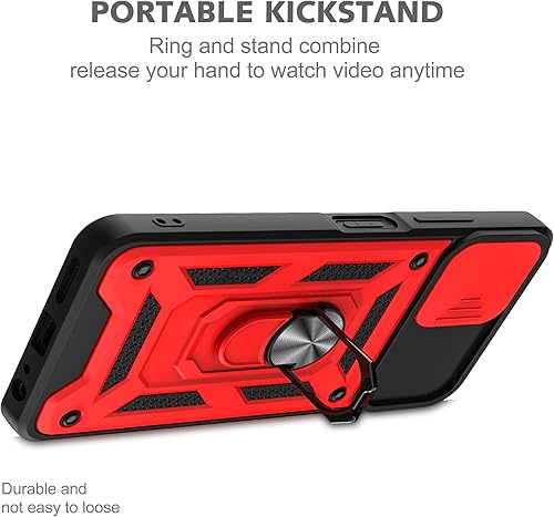 Miniatura 10 de AKINIK Funda para T-Mobile REVVL 6 5G, Revvl 6X 5G con cubierta deslizante para cámara y 2 protectores de pantalla HD, soporte de anillo de rotación