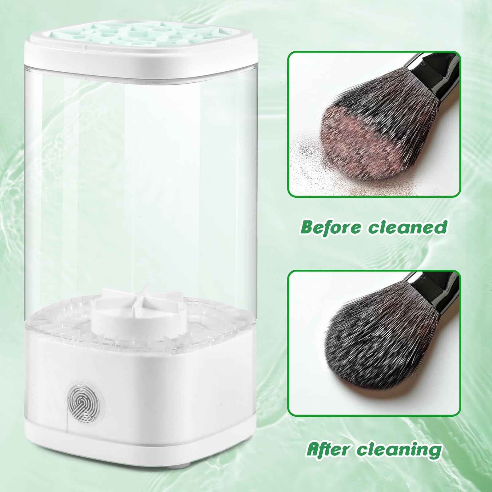 Elettrico Pulisci Pennelli Make Up, Pulitore Pennelli Trucco Elettrico, Automatico Pulizia Pennelli Make Up, USB Pulizia Pennelli Make Up, Rapido Efficiente per la Pulizia Profonda Spazzole (Bianco)