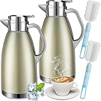 Vista 10 de Tioncy 2 piezas de café térmico de 78 onzas, dispensador de agua caliente, jarra de acero inoxidable para café líquido caliente, té, leche con 2