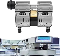 Vista 5 de Bomba de vacío sin aceite, 110V 370W Bomba de compresor de pistón sin aceite de alta presión Bomba de aire de vacío de alto flujo Cilindro doble