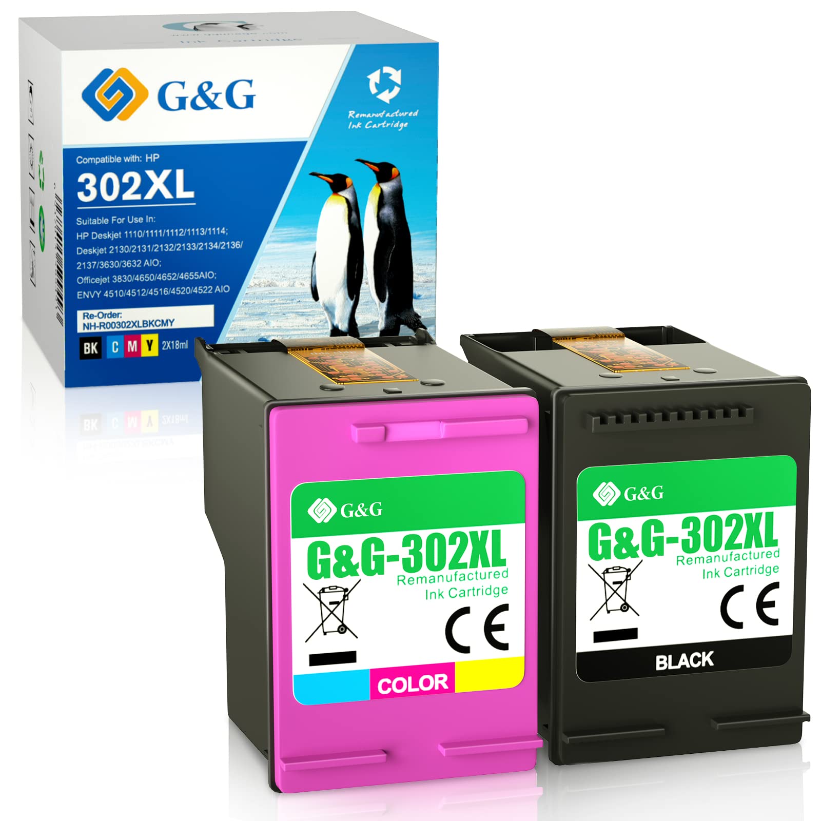 2 Patronen für HP 302 XL OfficeJet 5230 3831 3833 3835 Envy 4525 XXL