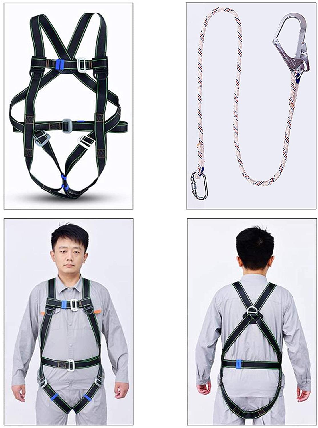 Kit de protección contra caídas SSS, arnés de Seguridad Personal anticaídas con Gancho para protección contra caídas de Cuerpo Entero (C) (A) (A)