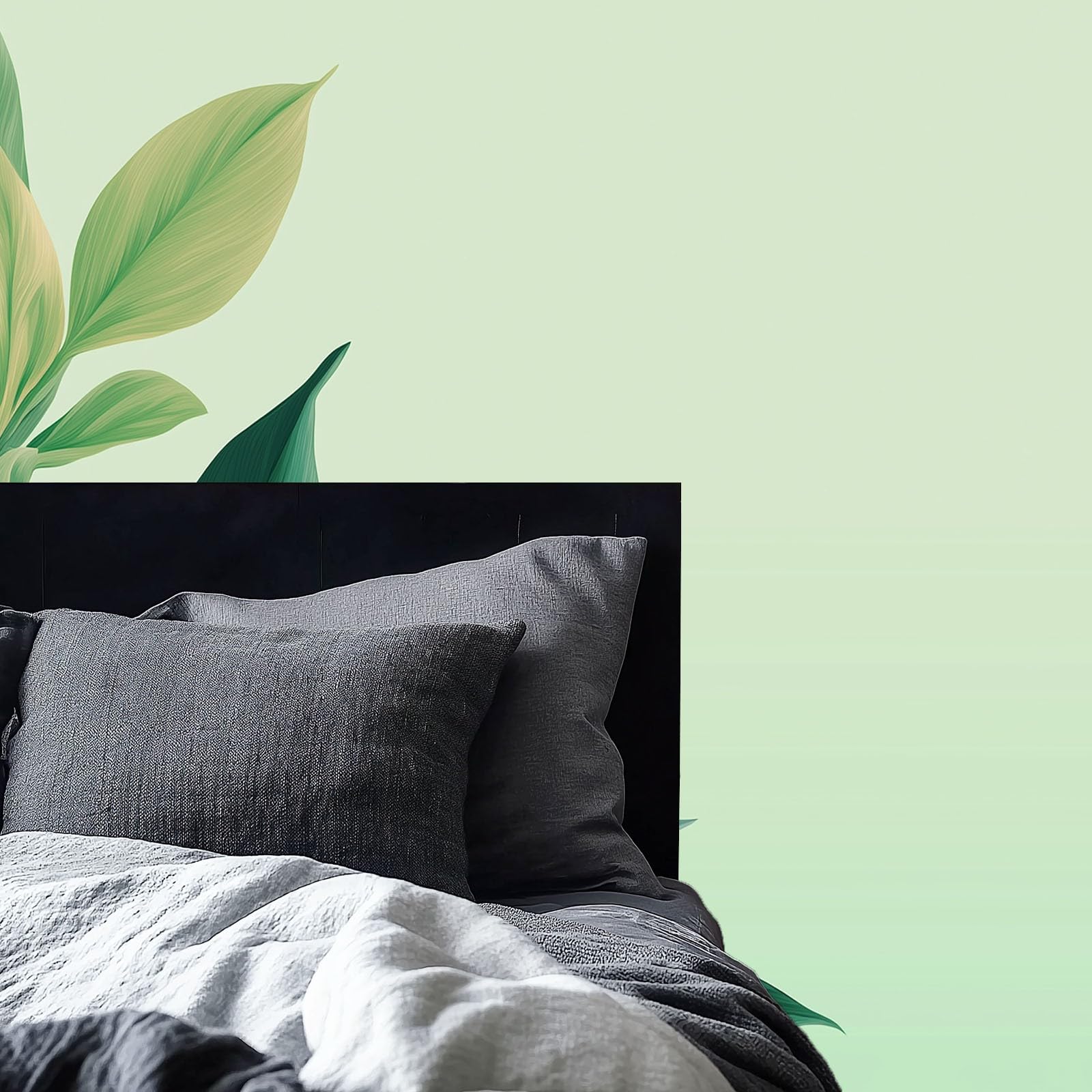 Tapeta z włókniny Proste Rośliny Liść Zbliżenie 300 x 210 cm, Panoramiczna Zielona Tapeta do Salonu Wystrój sypialni Tło TV, Dekoracja ścienna Wewnętrzna sypialnia