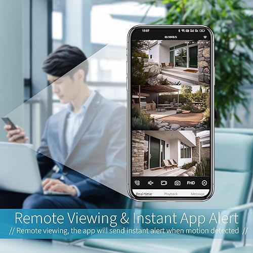 Miniatura 6 de Cámara de seguridad para exteriores Pan Tilt, 3 lentes HD 2K inalámbrica Wi-Fi, cámaras CCTV de vigilancia doméstica, con alarma de detección de