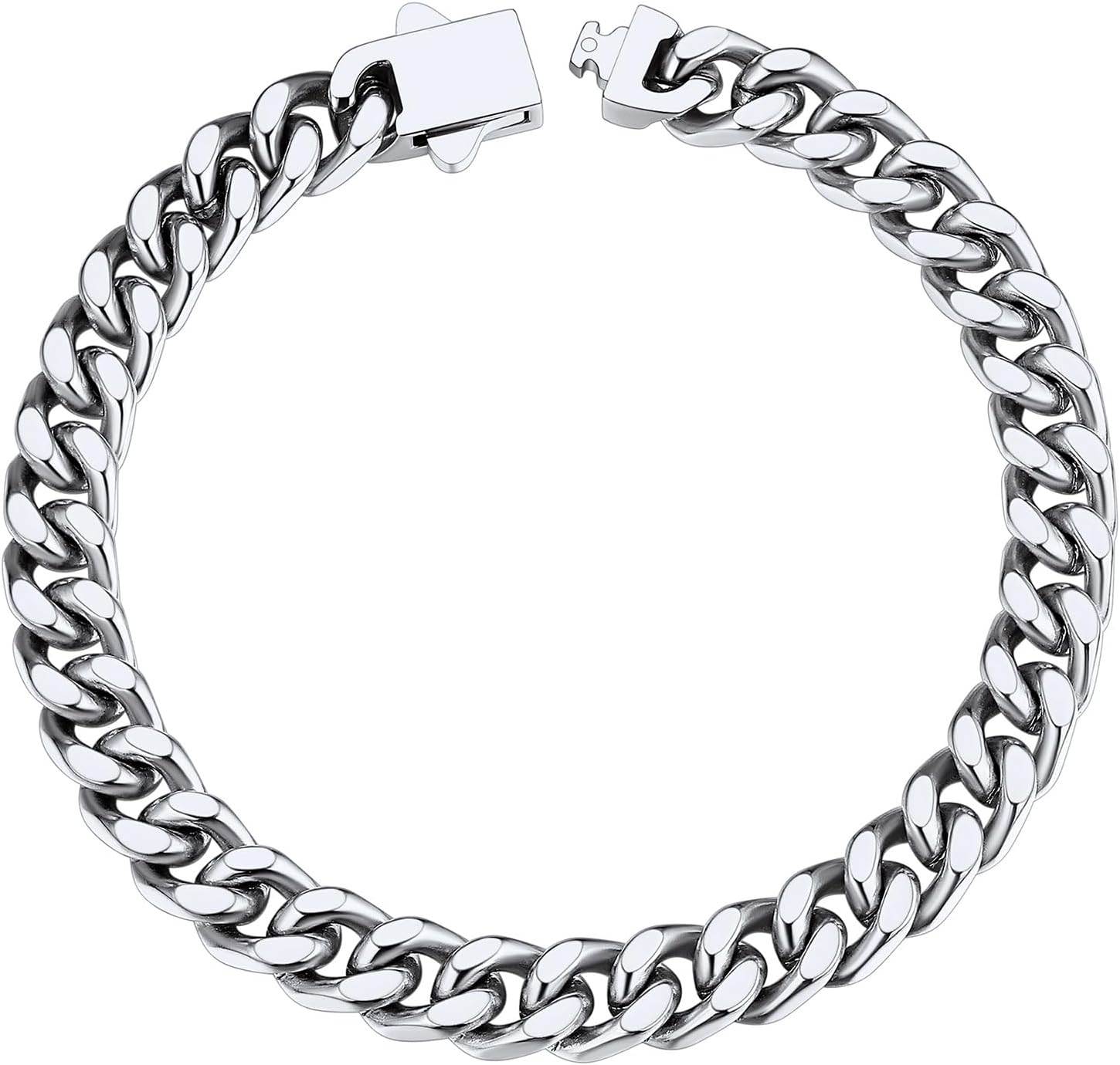 ChainsHouse Stainless Steel Cuban Link Bracelet for Men, 5mm/7mm/9mm/12mm Width, 7.5"/8.3"/9" Length, Black/18K Gold Plated Chain Wrist Bracelets for Men, with Gift Box