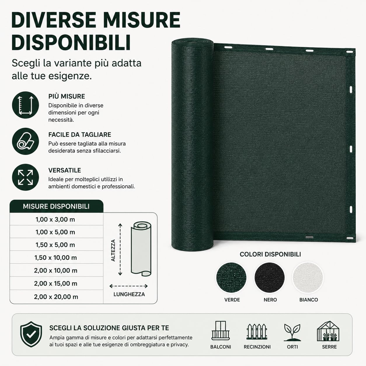 Rete Ombreggiante 90% con Asole di Fissaggio – Telo Ombra Anti UV per Balcone, Giardino, Orto, Serra e Recinzione – Rete Schermante Frangivista per Esterno – Diverse Misure e Colori (Verde, 3x4 m)