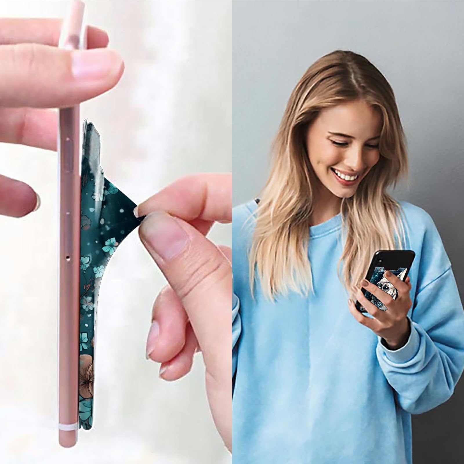 SROJDHFJB Stick On Cell Phone Wallet, Bulldog Pug Stretchy Lycra Double Pocket Credit Card Money Holder Adhesive Sticker Phone Pouch Sleeve for Back of iPad iPhone Android and All Smartphones