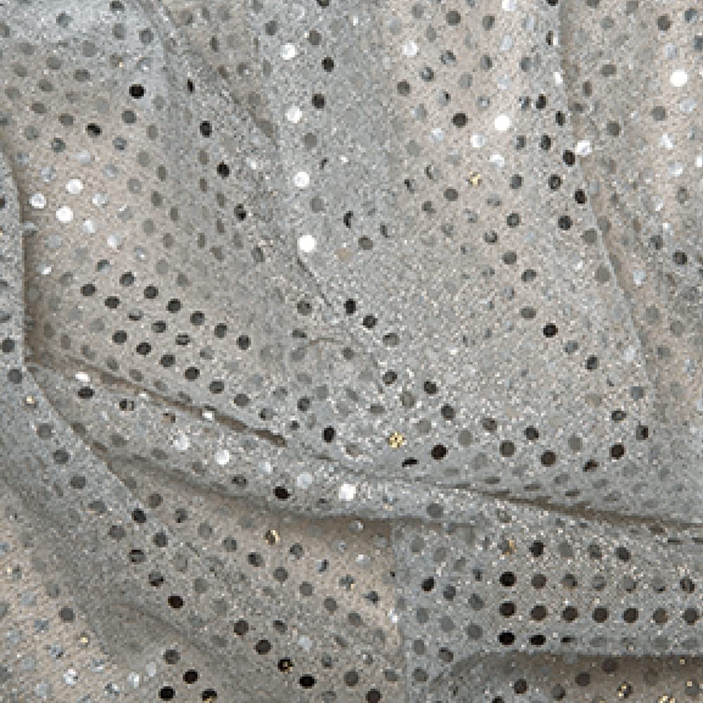 3mm Sequin Fabric Sparkly Stretch Metallic Jersey (Per metre) (Silver)