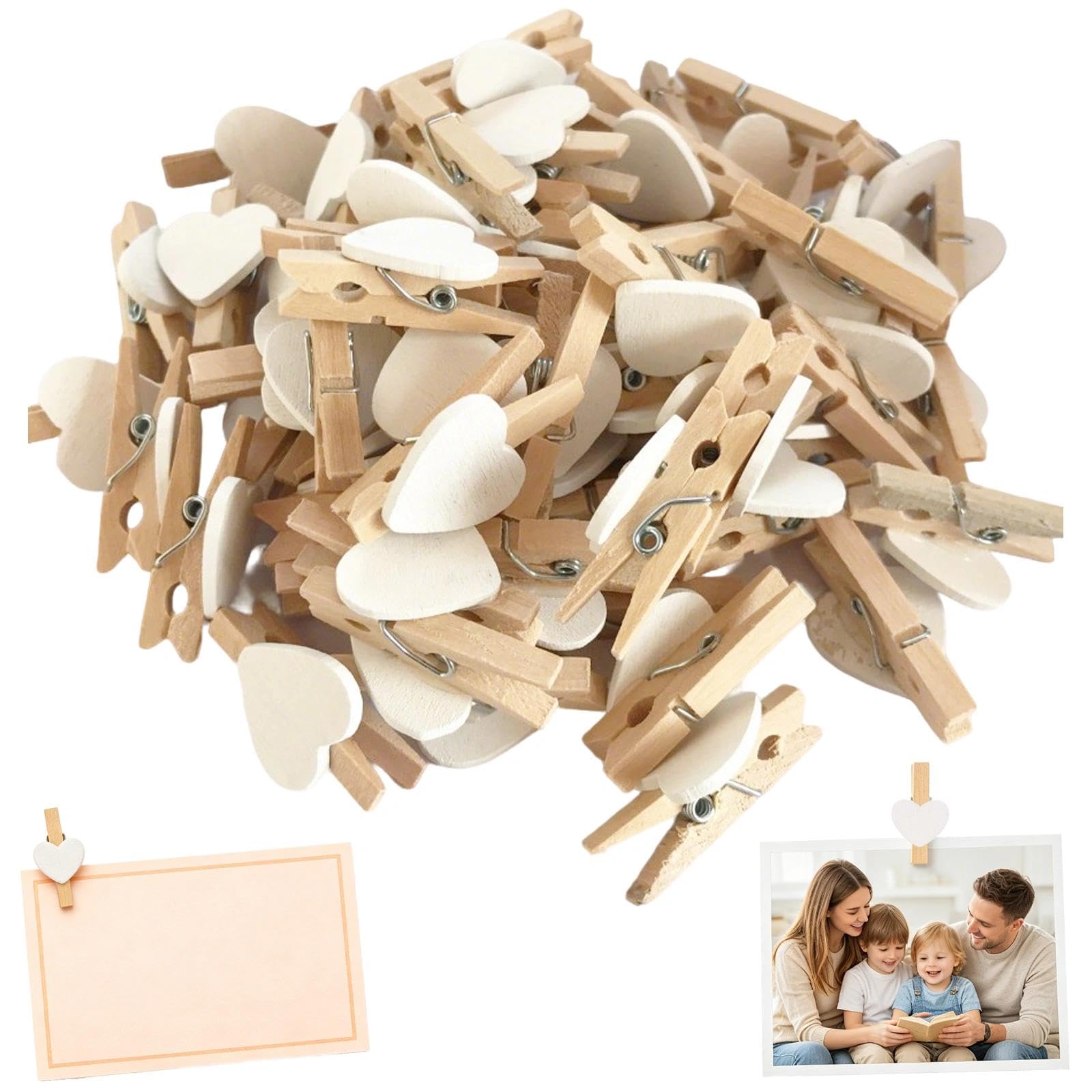 Dryxog White 200Pcs Mini Pegs, Mini Wooden Peg, Wooden Clothes Pegs
