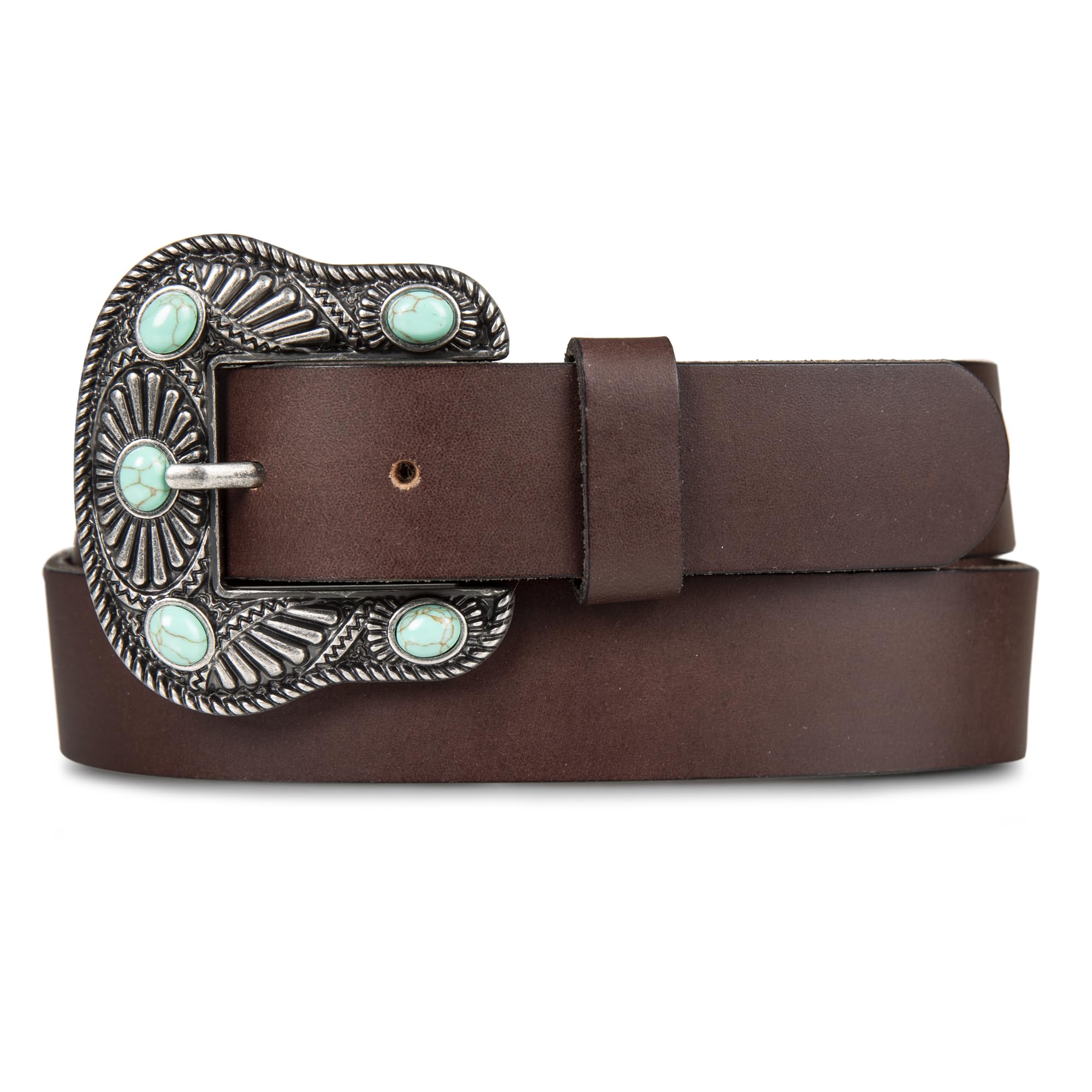 Lucky BrandWomen's Textured Leather Buckle Set Jean Belt in Brown