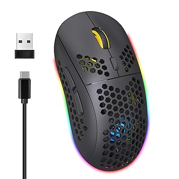 Lightweight Gaming Mouse Wired, 12000DPI Mice Backlit Mice with 7 Buttons Programmable Driver,Ultralight Honeycomb Shell Ultraweave Cable Mouse for PC Gamers and Xbox and PS4 Users (Black)