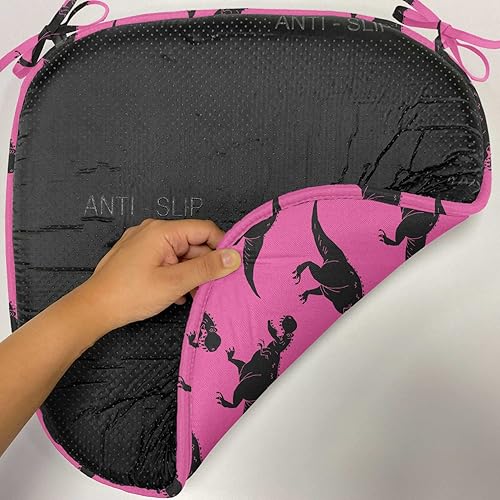 Miniatura 5 de Lunarable Jurassic - Juego de 12 cojines para asiento de silla, siluetas de dinosaurios, tiranosaurio Rex, diseño de arqueología, almohadillas de