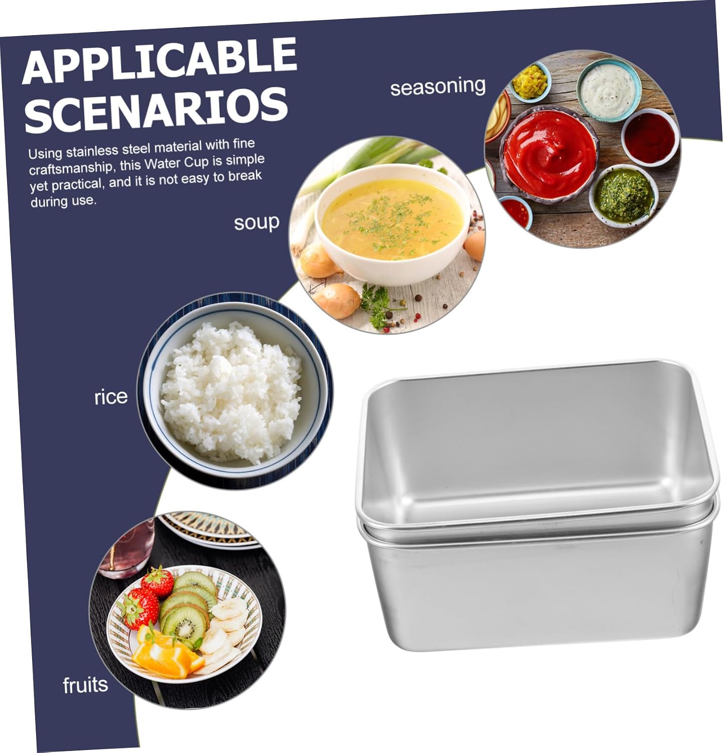 2pcs Portable Camping Bowl Stainless Steel Camping Soup Bowl Outdoor Food Container Lids