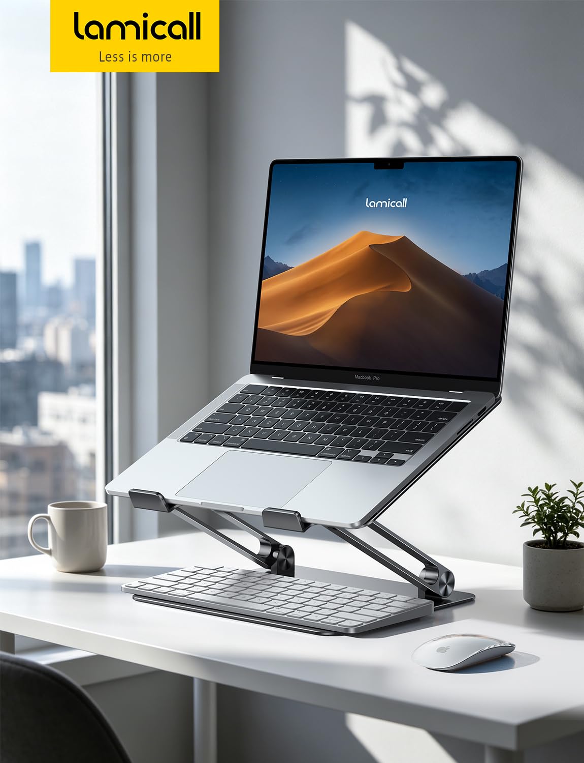 Adjustable Laptop Stand, Portable Laptop Riser, Aluminum Laptop Stand for Desk Foldable, Ergonomic Computer Notebook Stand Holder for MacBook Air Pro, Dell XPS, HP (10-17.3'') - Black thumbnail 14