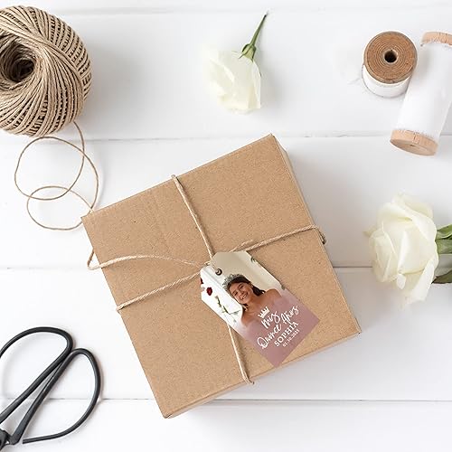 Miniatura 2 de Andaz Press Paquete de 40 etiquetas de recuerdo de quinceañera personalizadas con cuerda, etiquetas de regalo clásicas de Mis Quince Años con foto
