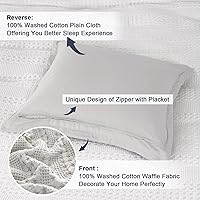 Vista 473 de PHF Fundas de almohada 100% algodón con tejido de gofre de 24 x 24 pulgadas, paquete de 2 fundas cuadradas para decoración elegante del hogar, sin