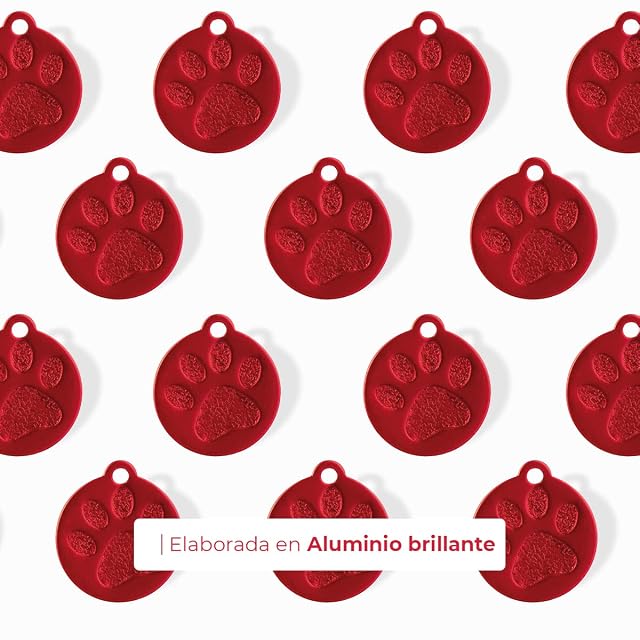 Foto 4 de 7 de Ibera Gifts - Chapa Perro Grabada en Forma Redonda con Huella, Placa Perro Personalizada para Perros y Gatos…