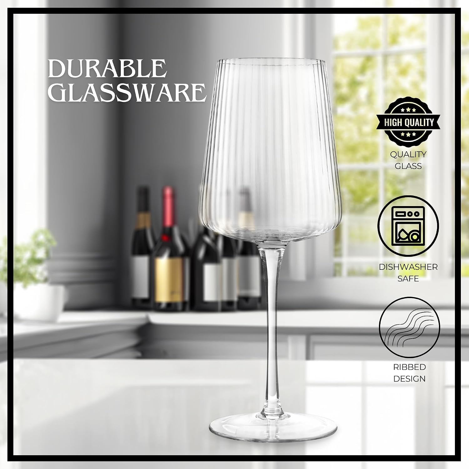 ARTLAND Soho Optic 14 oz Goblet, Set of 4 - Elegant Design, Versatile Use for Wine, Cocktails, and Beverages, Durable Construction, Great for Gatherings, Easy to Clean, Thoughtful Gift Idea (Clear)