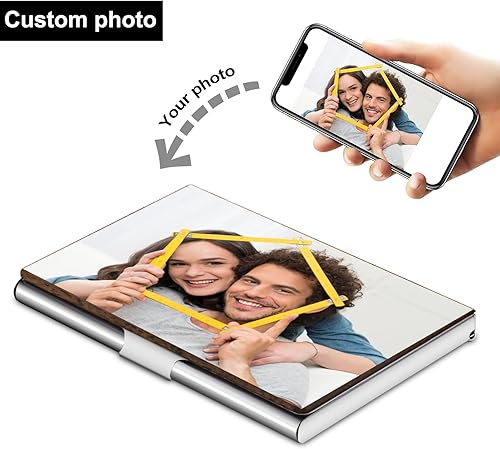 Miniatura 2 de Tarjetero de metal personalizado personalizado para hombres y mujeres, estuche para tarjetas de presentación fotográficas, diseño delgado, tarjetero