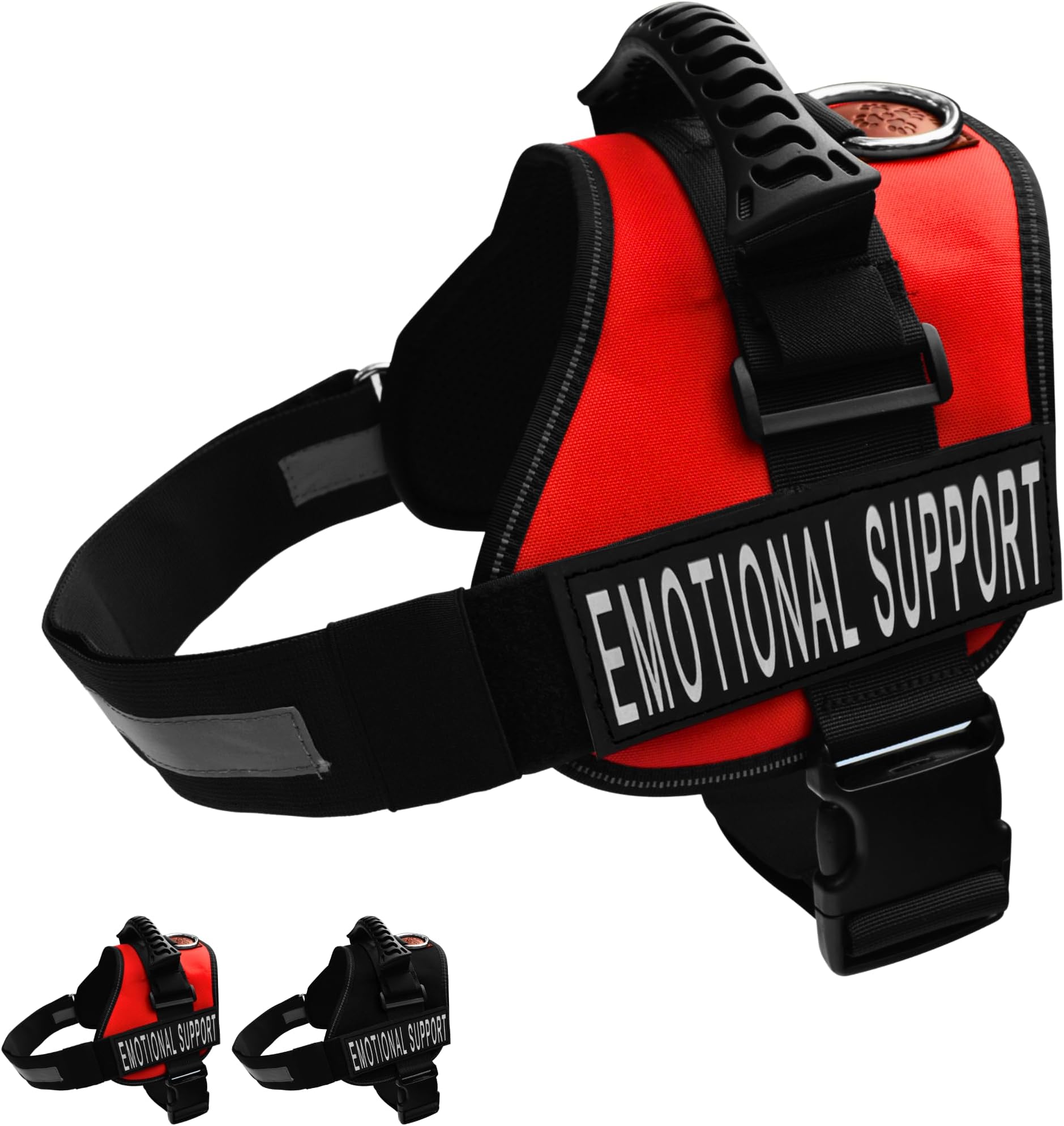 ALBCORP Emotional Support Dog Vest Harness โ Sizes XXS to XL โ Reflective ESA Vest, Breathable Mesh Padding & 2 Removable Patches. Red, Extra Large