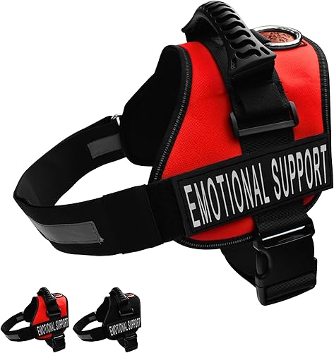 ALBCORP Chaleco de apoyo emocional para perro, arnés reflectante, poliéster tejido y nailon, cómodo acolchado de malla, tamaños de XXS a XL, parches