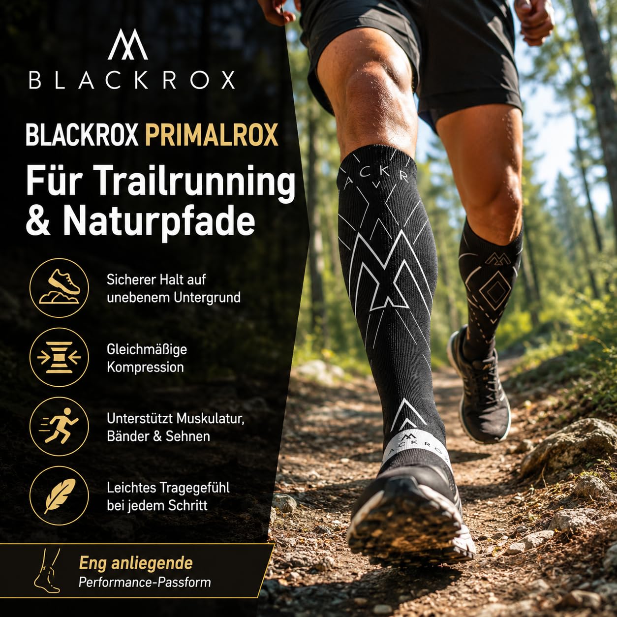 BLACKROX Kompressionssocken Astropreform PRIMALROX Premiun Kompressionssocken Sportkompressionssocken Laufsocken Laufen Fußball Radfahren Damen Herren Unisex