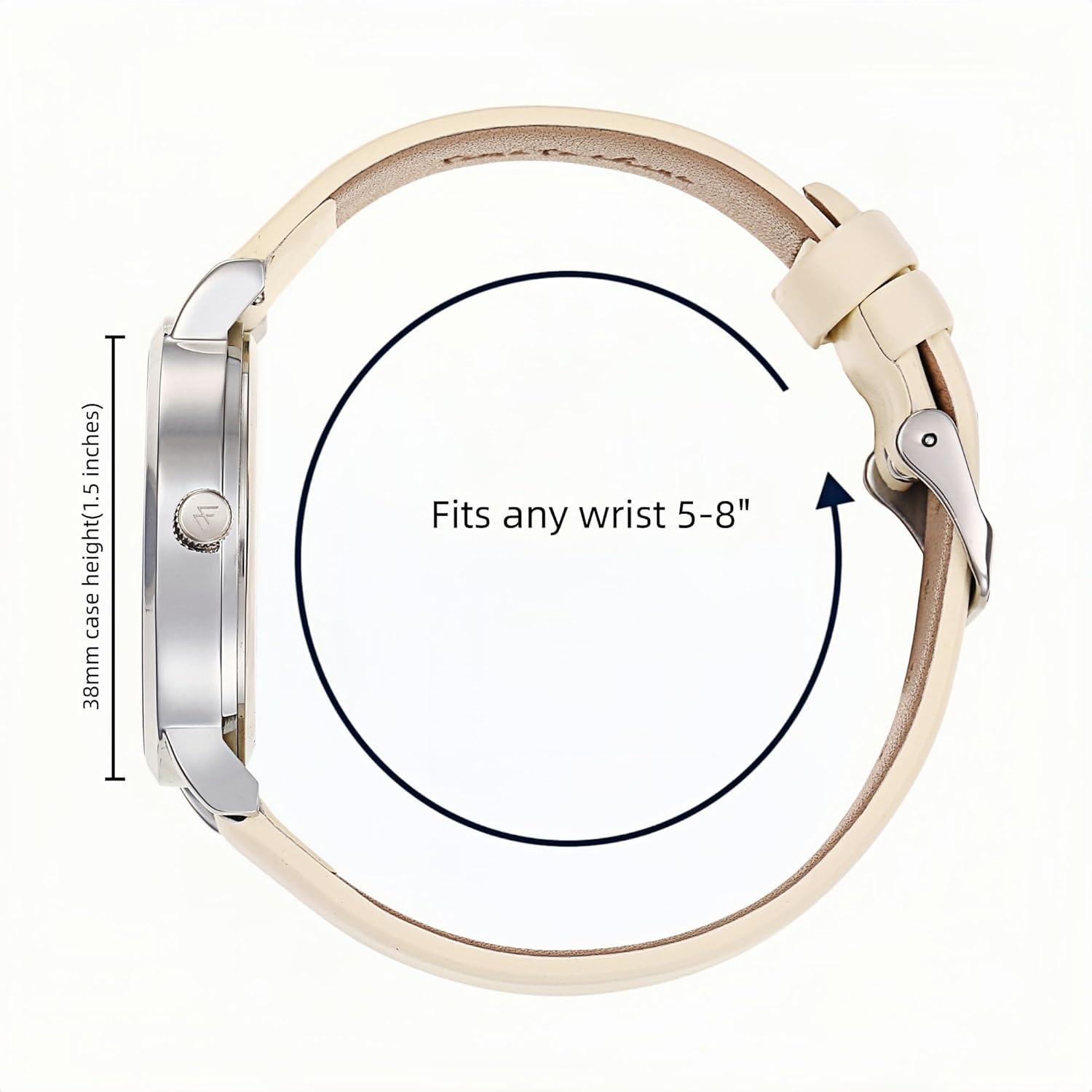 Wristology Maxi Numbers Womens Nurse Watch - Interchangeable Genuine Leather Strap Band - Large Easy to Read Boyfriend Size with Second Hand Men, Nurses, Teachers, Olivia - Image 2