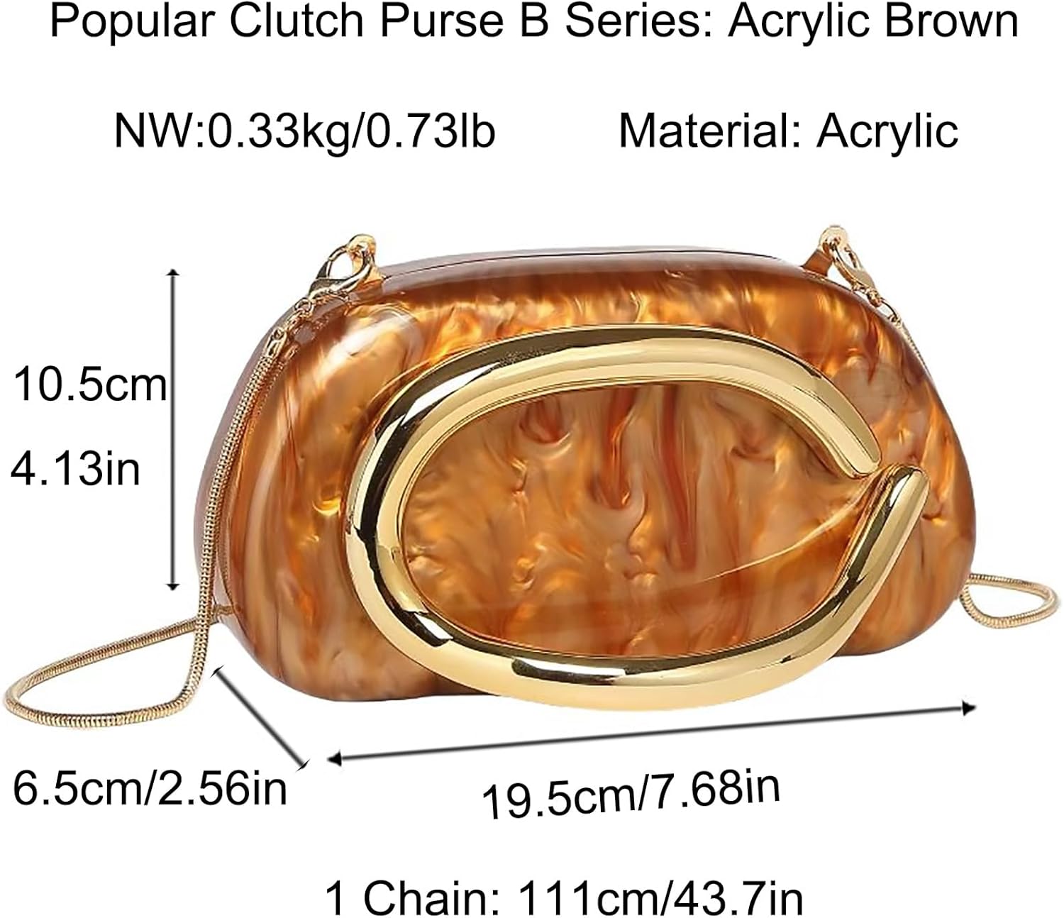 Metal Handle Handbag Detachable Chain Crossbody Shoulder Evening Bag Clutch Purse for Women Formal Wedding Party Prom